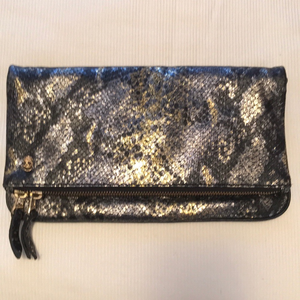 snakeskin embossed leather flap bag